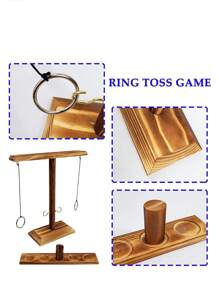 1pc Wooden Throwing Ring Game, Easy To Install, Ready To Play At Any Time, Convenient To Carry, Suitable For Courtyard Games, Bar, Family, Party Throwing Games, And Drinking Props For Festivals, Parties, And Gatherings(Random Delivery Of Styles) - Multicolor - View 5