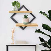 Double Shelf Niche With Decorative Picture Frame - 鏽棕色 - 查看 2