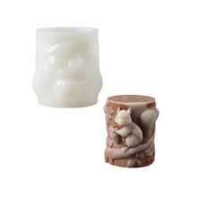 قالب سيليكون أسطواني ثلاثي الأبعاد بشكل سنجاب جميل، قالب مواد صناعية بتصميم غير متماثل بموضوع حيوان، مستخدم لصناعة شموع العطور، الصابون، الشمع، الراتنج، الحلوى المزينة - مناسب جدًا لديكور المنزل، المدفأة، الغرفة، غرفة المعيشة، الديكور المركزي، المكتب، عيد الفصح، الحب، عيد الحب، هدايا عيد الميلاد