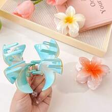 Kit 3 Transparent Flower Hair Clips Accessory Barrette For Women, Children, Girls - Purple - View 9