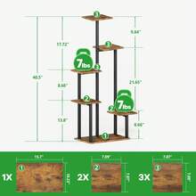 3/5-Story Indoor Plant Stand, Space-Saving Flower Pot Rack, Multi-Story Wrought Iron Flower Pot Display Rack, Used In Living Room, Terrace, And Balcony - 黑色 - 查看 2