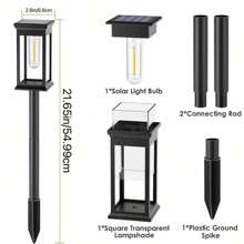 Set Of 8 Solar Lawn Lights With IP44 Splash-Proof Rating. 1400 MA,They Come With LED Courtyard Ground Plugs And Feature A Vintage Design. Suitable For Paths, Gardens, Villas, Landscapes, Lawns, Sidewalks And Terraces.