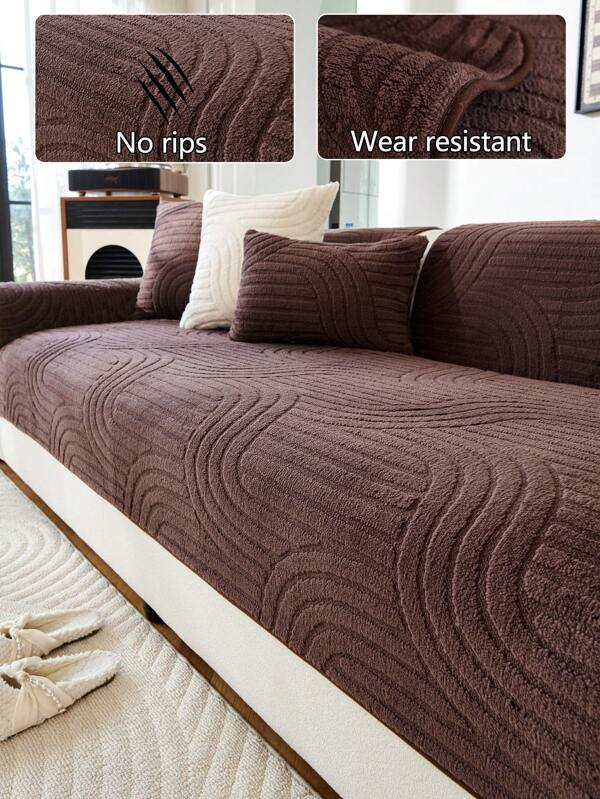 1pc All Season Sofa Cushion Cover, Modern Minimalist Anti-Slip Sofa Seat Protector, Dust-Proof And Washable Sofa Slipcover, Deep Coffee Color, Soft And Fade-Resistant, Pet-Friendly, Fits L-Shaped Sofa And 1/2/3/4 Seater Sofa