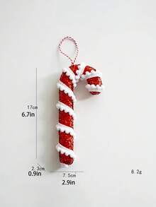 1pc/6pcs Red & White Plush Candy Cane, Christmas Tree Decoration Hanging Ornament, Photography Prop, Suitable For Indoor/Outdoor Christmas, Bar, Party Decor - Multicolor - View 19