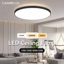 CANMEIJIA 1pc LED Ceiling Light, Modern Indoor Decorative Lamp, Black Round LED Recessed Ceiling Light, Suitable For Living Room, Bedroom, Kitchen, Bathroom, 185-265V, 18W/30W/40W/50W, 3000K Warm White/4000K Neutral White/6500K Cool White, Dimmable 3 Color Temperatures, For Bedroom, Balcony, Bathroom, Living Room, Room, Garage Lighting - Black Round Ceiling Lamp - View 2