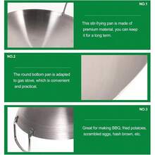 Stainless Steel Frying Pan 28Cm Round Bottom Wok For Frying Cooking &Amp; Grilling - Kitchen Cookware For Chinese Cuisine