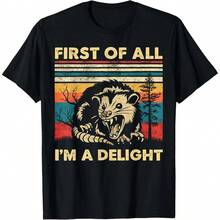 Top Quality Delightful Opossum Sarcastic Funny Possum Cotton Tee - MADE IN USA - Black - View 1