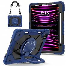 Colorblock Handheld Rotating Shockproof Protective Case With Shoulder Strap For Apple IPad Mini 7, IPad Mini 6, IPad 6th (9.7-Inch), IPad Pro 9.7 (2016), IPad 5th (9.7-Inch), IPad 10.2 7th Gen 2019, IPad 8th (10.2-Inch), IPad 9th Gen (10.2-Inch), IPad 11(A16 2025), IPad 10th (10.9-Inch), IPad Air 4th (10.9-Inch), IPad Air 5th Gen 2022, IPad Air 11-In.(M2)-2024, IPad Air 11(M3 2025)