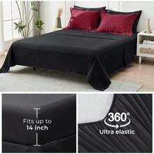 HYMOKEGE Queen Comforter Set Seersucker 7 Pieces, All Season Luxury Bed In A Bag For Bedroom, Bedding Set With Comforters, Sheets, Pillowcases & Shams, Dark Grey