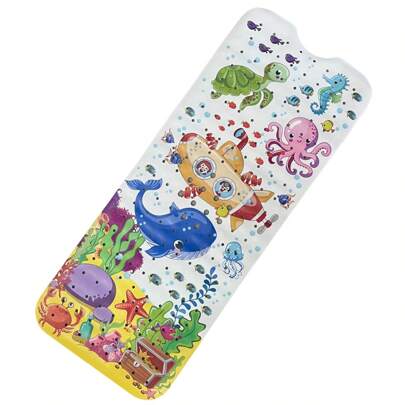 1pc 40 X 16 Inch Bath Mat, Bathtub Mat Non Slip, Cartoon Bath Tub Shower Mat Anti Slip With Drain Holes And Suction Cups Machine Washable