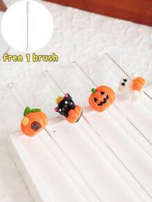 Bộ ống hút Halloween phiên bản giới hạn 1 cái/3 cái/4 cái/7 cái | Bí ngô vui nhộn + Lâu đài nhà ma + Mèo đen bí ẩn | Chất liệu thủy tinh chịu nhiệt | Bao gồm cọ vệ sinh & có thể tái sử dụng - Trong sáng - Xem 17