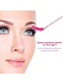 70pcs/Set Rose Red Mascara Disposable Micro Eyelash Comb Brush Set, Eyelash Extension Brush, Mascara Applicator Wands - Hot Pink - View 5