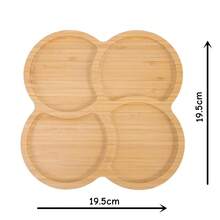 Bandeja de bambú para aperitivos de 1 pieza, bandeja para servir aperitivos, plato para aperitivos, ideal para pasteles, frutas, nueces y dulces. - 19,5 x 19,5 cm - Ver 3
