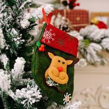 1pc Christmas Stocking Gift Bag, Small Size Candy Decoration Gift Bag With Snowman, Reindeer, Santa Claus Socks Hanging Ornament - Multicolor - View 23