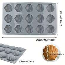 1 Piece - 15 Cups Of Silicone Baking Molds - Shell-Shaped Non-Stick, High-Temperature Resistant Up To 450°F, Reusable Muffin And Cupcake Trays, Suitable For Christmas, Halloween, Thanksgiving, Easter, Saint Patrick's Day - Durable Kitchen Tool Silicone Baking Pan For Home Cooks Christmas Christmas Decorations Christmas Pajamas Christmas Gifts Christmas Decor