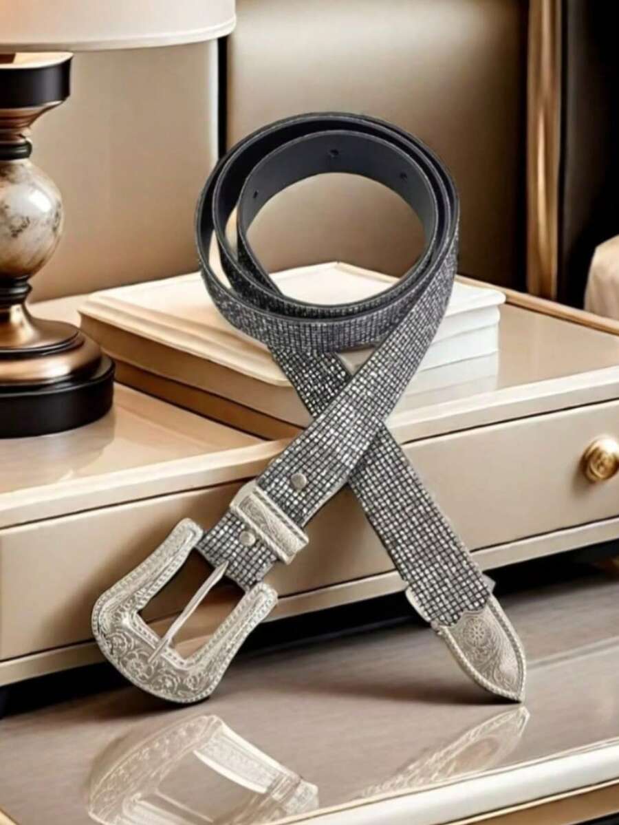 Cinto estras glitter modelo country - Grafite - Visão 1