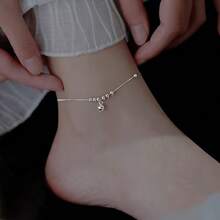 S925 Sterling Silver Round Bell Bell Anklet For Women Simple Light Luxury Versatile Foot Chain Niche Design High-End Foot Jewelry Japanese Korean Style French Elegant Student Elegant Daily Commuting Classic Fashionable Fresh And Beautiful