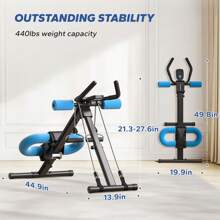 MERACH Ab Machine With Two Pull Cords, Adjustable Ab Trainer Gym Equipment For Core Workout At Home, Foldable, Knee Support, Abdominal Exercise Machine For Home, Core Training System - Black&Blue - 查看 8