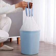 白色抽绳垃圾袋/撕拉式防脏手厨房浴室垃圾袋/大容量垃圾袋 - 藍白色 - 查看 4