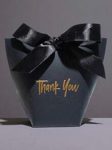 10pcs White Ribbon Candy Box Celebration Elegance: Premium Paper Gift Box With Gold 'Thank You' | Exquisite Ribbon | Perfect For Christmas, Weddings, Baby Showers, And More - White - View 8