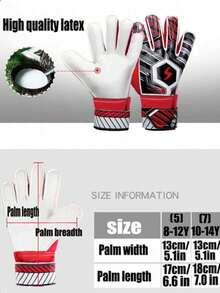 1 par de guantes de portero de fútbol para niños, para niños de 8 a 14 años, con palma resistente y soporte para dedos, guantes de portero de látex unisex negros para adolescentes - Rojo - Ver 8