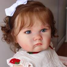 Muñeca de Body de tela grande y gruesa de 60 cm (24 pulgadas) con piel pintada en 3D con venas vasculares, de vinilo suave, bebé reborn niña princesa recién nacida y niña pequeña como regalo de cumpleaños