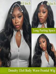 Body Wave Lace Front Wigs Human Hair 13x4 HD Transparent Glueless Wigs Human Hair Pre Plucked Bye Bye Knots 200 Density Brazilian Water Wave Human Hair Wig For Women With Baby Hair Natural Color 40inch - Natural Black - 查看 3