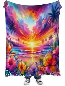 Hippie Throw Blanket Sun Moon Stars Bohemian Style Throw Blanket Astral Blanket Double-Sided Polyester Home Decor Bedding Sofa Recliner Cover Hippie Room Decor Black Purple 76.2cm X 101.6cm - Powder Green 008 - View 21
