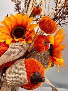 1/3pcs Artificial Branches With Pumpkins And Sunflowers, Orange, 1 Large Pumpkin, 3 Small Pumpkins, 1 Flower Head, PE Material, Artificial Flowers, Artificial Plants , Large Decorations, Centrepieces, Plastic Flowers, Room, Table, Garden Decorations Harvest Decorations, Halloween Home Decor Halloween Decor Room Decor - Multicolor - View 11