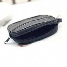 1PCS[Leather Wallet] Black Leather Square Wallet | Coin Purse For Men With Card Holder, Cash Compartment And Zippered Small Pouch