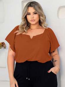 Women's Plus Size  Blouse - Marrón Mocha - Ver 1
