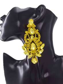 2入組玻璃花嫁婚禮吊墜耳環，女士少女禮物銀色