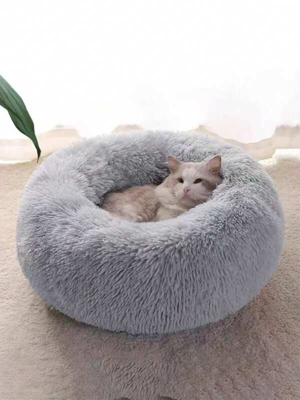 Cama redonda de peluche y gruesa, cama para gatos y perros, adecuada para todas las estaciones, suministros para mascotas