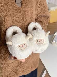 XIXITIAO 1 para miękkich pluszowych kapci z motywem owcy, modne kapcie dla par, grube, ciepłe, antypoślizgowe buty do noszenia w domu na zimę, urocze, puszyste kapcie domowe