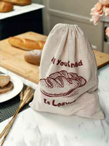 1Pc Linen Bread Bags Burlap Reusable Drawstring Bread Bags Unbleached Loaves Pastries Pouch Handmade Food Storage For Bakery Baguette Picnic Wedding Wrapping Camping