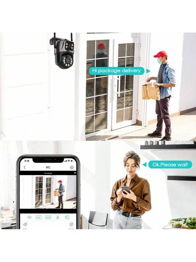 8MP Dual Lens Ultra HD PTZ Camera, 360° Rotation, AI Human Detection, Full Night Vision, Siren Alarm, Two Way Audio, WiFi/Mobile Remote, IP66 Waterproof, Outdoor, Home Business view 6