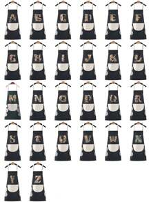 1 件装家用围裙防水防油可擦手厨房工作服时尚首字母印花男女居家烹饪清洁围裙男女通用无袖围裙，厨房，浴室，家居，家居供应商 - 白色 - 查看 10