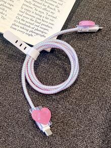 Set da 5 custodie morbide e trasparenti a forma di cuore e onda per [Caricabatterie da 20W Versione Europea Protettore] Protezione Cavo