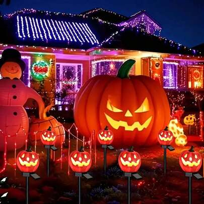 قطعة واحدة من أضواء الحديقة بتصميم قرع تعمل بالطاقة الشمسية LED، ديكور حديقة، إضاءة آمنة للأعياد، قرع كبير من الراتنج مناسب للحديقة والممر والمناظر الطبيعية والأرض، ديكور عيد الميلاد والهالوين، ديكور غرفة الهالوين، ديكور حديقة الهالوين، هدية، ديكور أعياد الفيري، ديكور المهرجانات