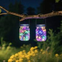 Solar Mason Jar Lid String Lights, 3/6/9/12/30Pack 20 Led 6.6FT String Fairy Star Firefly Jar Lids Lights With Hangers Included (Jars Not Included), For Mason Jar Patio Garden Wedding Lantern - Colored Light - View 8