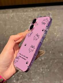 1个带蝴蝶结的猫爪标语英文不对称透明手机壳，猫耳设计，气垫防摔，1.5mm厚软TPU外壳，带挂绳，兼容 17/17Pro/17AIR/17PROMAX/16/16Pro/16PLUS/16Promax/15Promax/11/12/13/14/15Plus/15Pro/14Pro/13Pro/16E - 彩色 - 查看 4