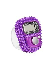 6 Color Options Sparkling Rhinestone Finger Tally Counter, Portable Digital Display Clicker For Golf, Fitness, Prayer, Event Counting, Resettable Mini Tasbih Ring - Multicolor - View 11