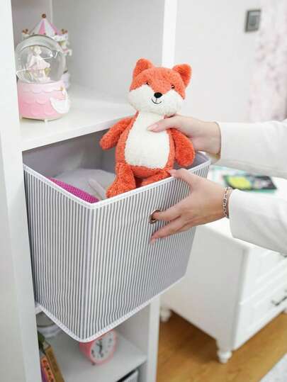 Caixa de armazenamento com prateleira quadrada – 30x30x30 cm – 100% poliéster, fabricada na Turquia, ideal para organização de armários