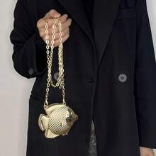 2025 New Cute And Unique Crossbody Purses Evening Clutch Bag For Women Fish Shape Shoulder Crossbody Bag Fashion Handbag Satchel Purse Gifts - 金色 - 查看 3