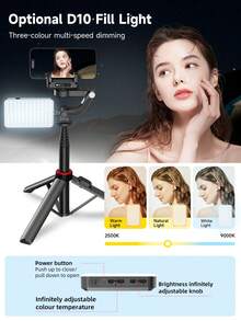 TOKQI Estabilizador de gimbal con reconocimiento facial de seguimiento de IA, trípode, palo de selfie, soporte de teléfono con rotación de 360°, control remoto compatible con Android, iOS, trípode extensible de aleación de aluminio para vacaciones de verano, viajes, actividades al aire libre, transmisión en vivo - Multicolor - Ver 8