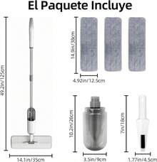 Trapeador de Microfibra,Mopa Trapeador con 350ML Atomizador,Fregona de Limpieza de Húmedo y,Cabezal Giratorio 360 ° ,con 3 Almohadillas Lavables y 1 Rascador,para Piso de Baldosas,Vidrio,ármol - 1 - Ver 9