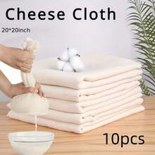 3/6/10 miếng vải lọc phô mai, vải lọc phô mai viền 20x20 inch có thể tái sử dụng, vải lọc phô mai cắt sẵn 100% chưa tẩy trắng, vải muslin dùng để nấu ăn, lọc cà phê lạnh, làm phô mai, vải lọc phô mai, vải lọc phô mai - Màu be - Xem 2