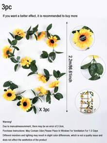 5/3/1 chiếc Vòng hoa dây leo hoa hướng dương nhân tạo, Dây hoa lụa với lá xanh, Cây giả, Thích hợp để trang trí tường, Quà tặng sinh nhật, Vòng hoa dây leo lá hướng dương giả, Trang trí đám cưới ngoài trời - Màu vàng - Xem 10