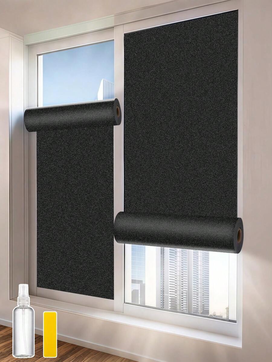 1 Roll Of 100% Blackout Frosted Glass Window Film, Glass Sticker Insulation Film, Sunscreen Privacy Protection Film, UV Blocking Sunshade Film, Home Use Anti-Peeping Modern Holographic Window Stickers, Suitable For Indoor Family Office Kitchen Decoration, Enhancing Privacy And Comfort, Home Decor