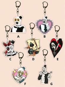 1/7 件卡通恐怖人物主题亚克力动漫钥匙扣 勃拉姆斯、Heelshire、Ghostface、Bagcharm 手机配件、汽车挂件、背包装饰、书包挂件、书包配件、送给朋友的礼物 - 彩色 - 查看 2